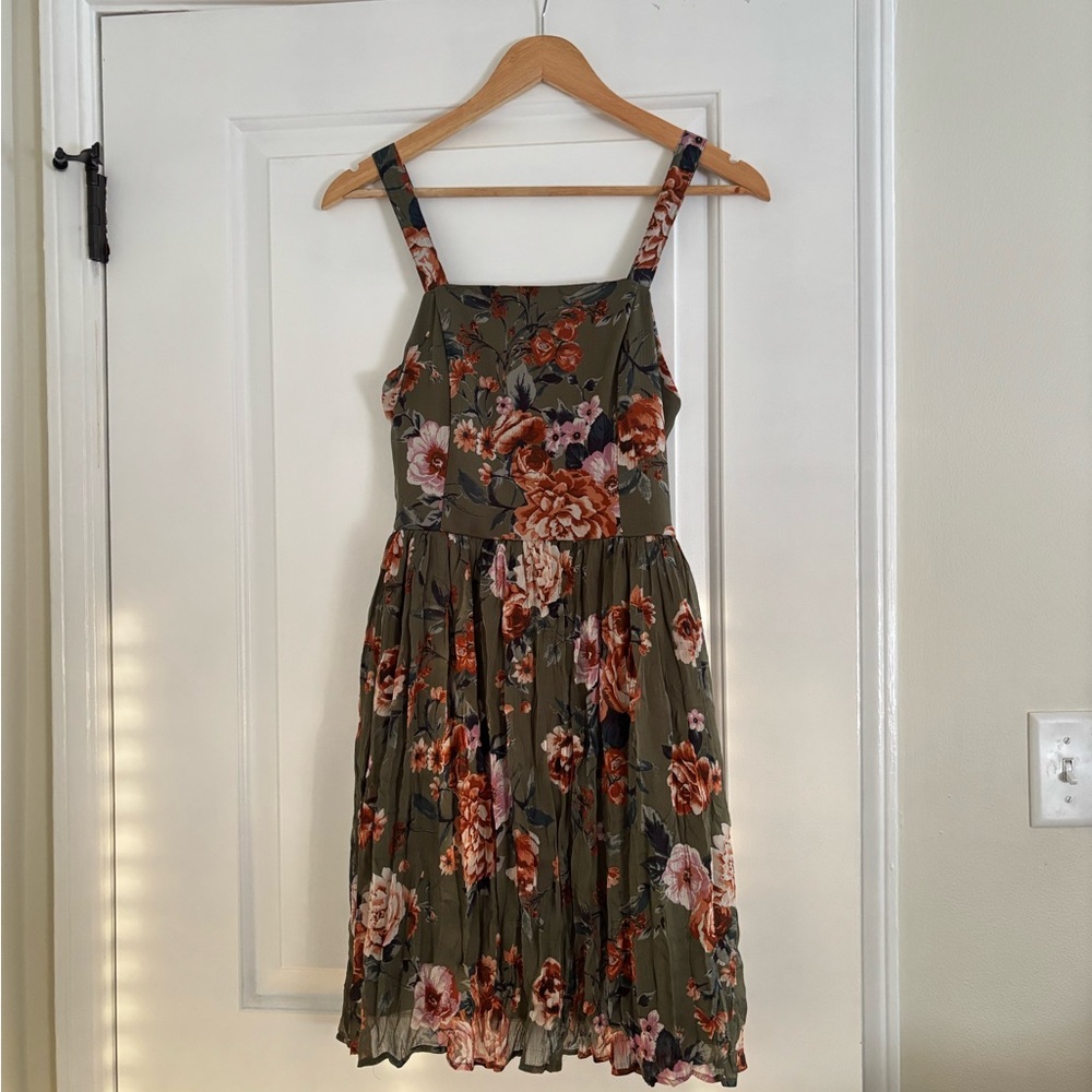 Floral Olive Green Dress